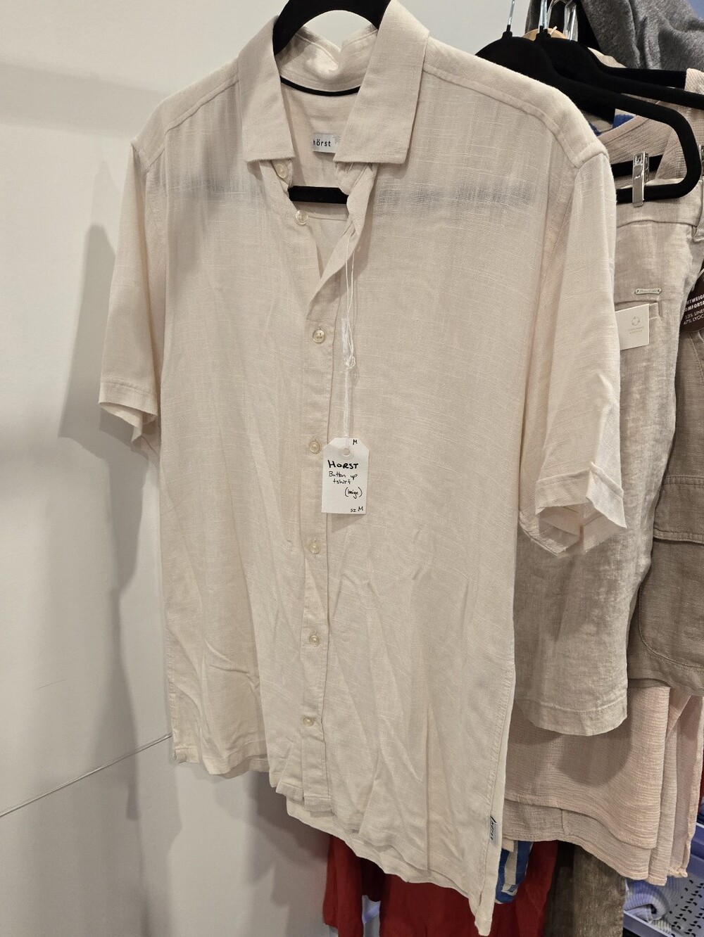 Men's Casual Short-Sleeve Button-Down Shirt - - Cream
